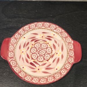 EUC Temp-Tations Cranberry Floral Ceramic Dish